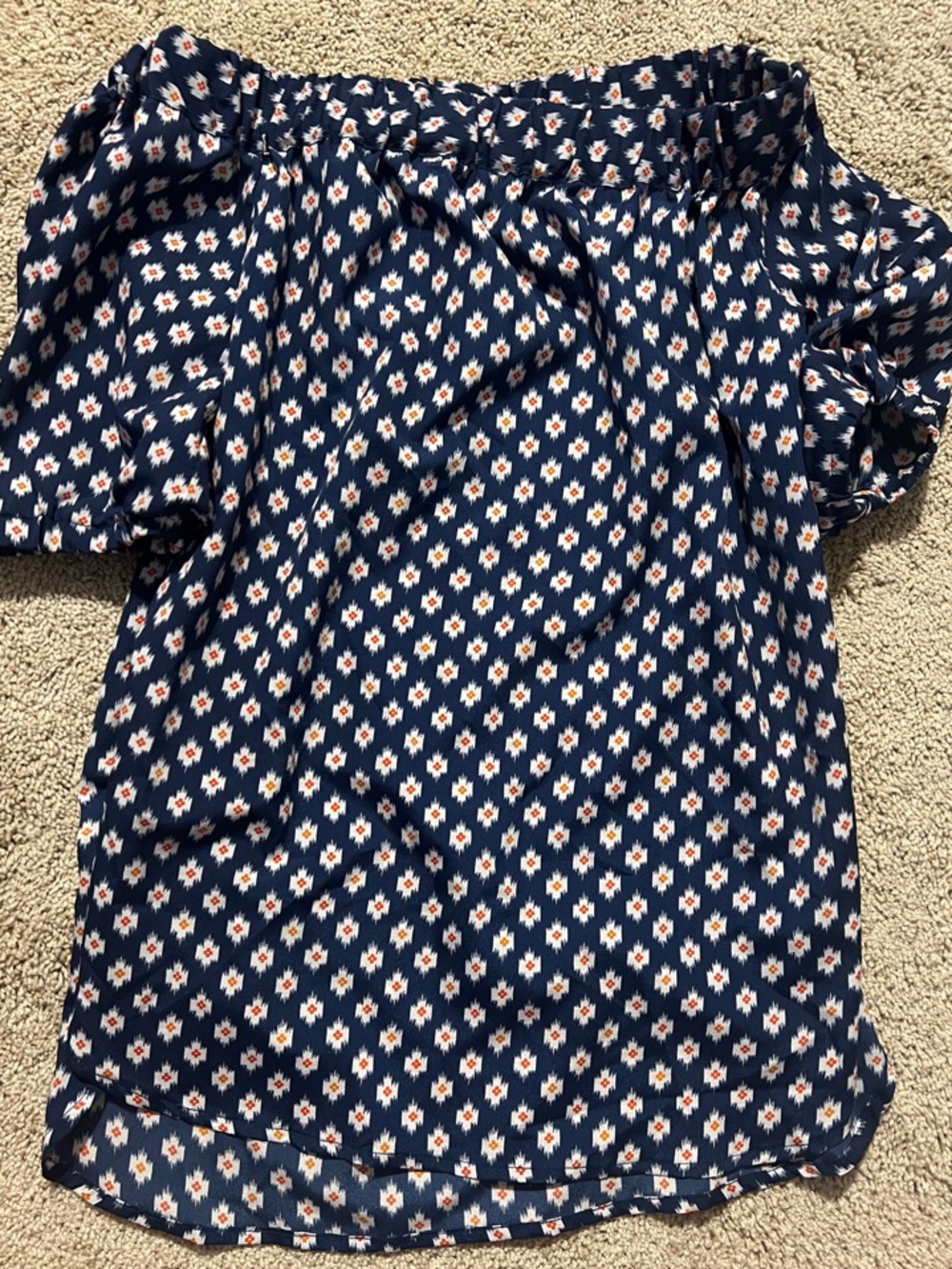 Michael Kors Navy Off-Shoulder Floral Blouse